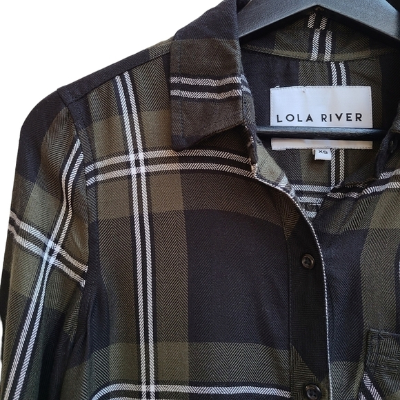 Lola River Tops - Lola River Soft Over-sized Plaid Button-down Shirt, Size Extra Small